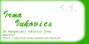 irma vukovics business card